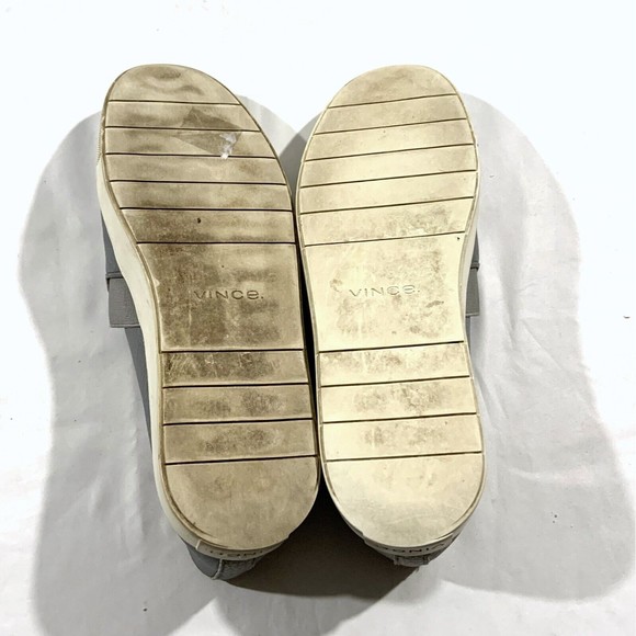 Vince Pewter Color Grey Grain Leather Slip On Sneakers Shoes Women's 8.5 M - Picture 12 of 12